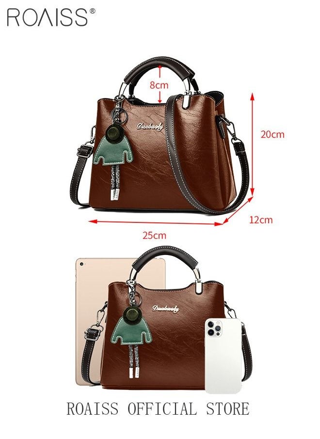roaiss - Retro Elegant Handbag Advanced Leather Unique Chic All-match Large Capacity One Shoulder/Crossbody Messenger Bag for Women/Mother/Girl Friend Gift - Image 1