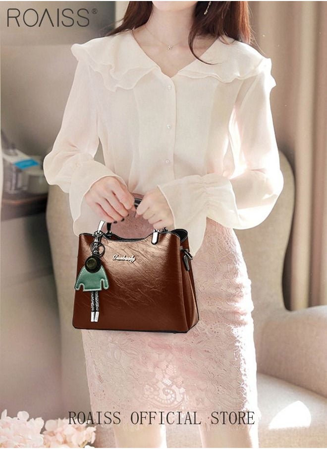 roaiss - Retro Elegant Handbag Advanced Leather Unique Chic All-match Large Capacity One Shoulder/Crossbody Messenger Bag for Women/Mother/Girl Friend Gift - Image 1