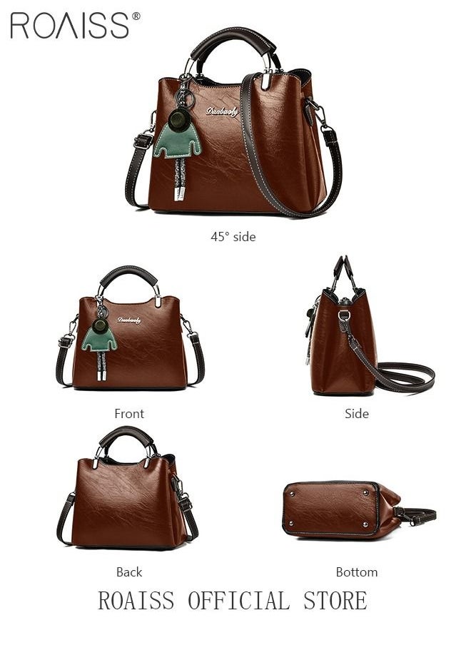 roaiss - Retro Elegant Handbag Advanced Leather Unique Chic All-match Large Capacity One Shoulder/Crossbody Messenger Bag for Women/Mother/Girl Friend Gift - Image 1