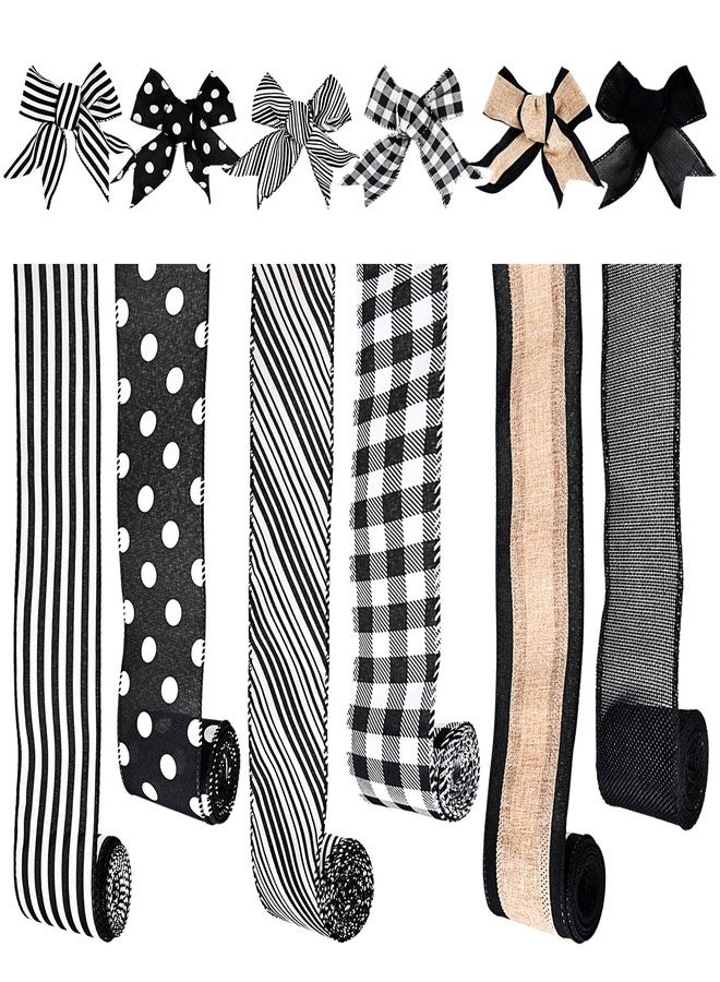 MuRealy Premium Wired Christmas Ribbon - 2.5 Inch Polyester Buffalo Plaid, 6 Rolls 30 Yards for Tree Decor, Gifts & Big Bows, Fray-Resistant & Easy to Cut - Image 1