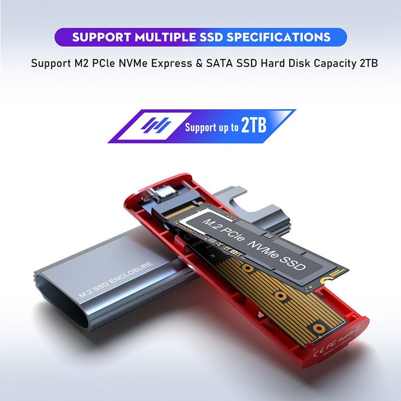 Hard Drive Docking Station M2 Dual Protocol Enclosure NVME SATA SSD 10Gbps High Speed Transmission Black - Image 4
