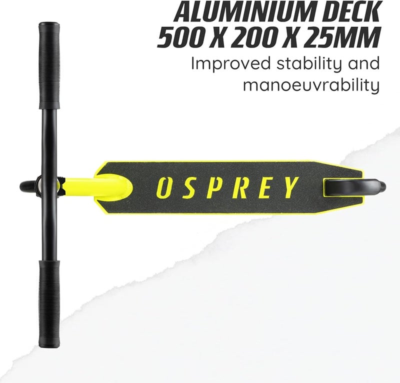أوسبراي السكوتر الاستعراضي Osprey Stunt Scooter، مناسب للأولاد والبنات والأطفال والبالغين؛ مزود بقضيب دفع Kick T-Bar ومحامل من نوع ABEC 5، بألوان متعددة. - Image 4