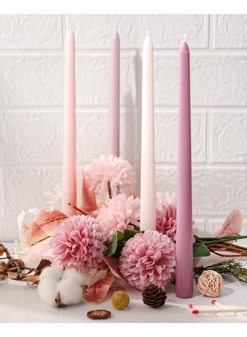 Taper Candles 10 Inch Purple Set of 12 Unscented, Dripless, Smokeless Long Tall Tapered Candlesticks Wedding Home Decor Dinner Natural Color Series - Image 3