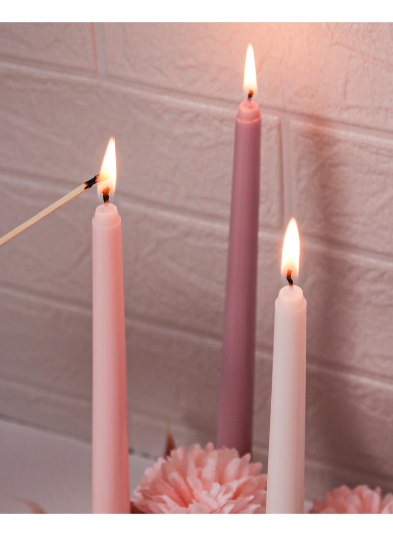 Taper Candles 10 Inch Purple Set of 12 Unscented, Dripless, Smokeless Long Tall Tapered Candlesticks Wedding Home Decor Dinner Natural Color Series - Image 2