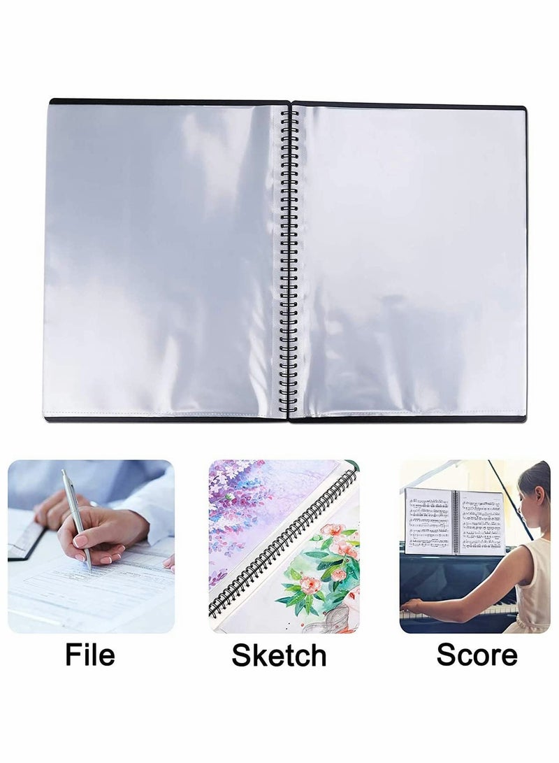 SOLARAE Music Sheet Folder Song File, Clef Paper Storage Documents Holder Bag, Blank Plastic Concert Choral Folder A4 30 Pockets for Musicians and Band, Writable and 180-degree Spiral-Bound - Image 5