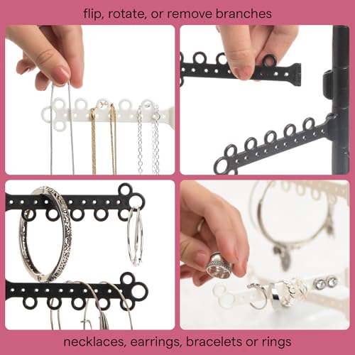 All Hung Up AllHungUp 12-Tier Wall Jewelry Organizer Wall Mounted Jewelry Organizer Necklace Holder Wall Mount Hanging Necklace Organizer Jewelry Hanger Wall Mounted Earring Holder Display Earring Organizer White - Image 5