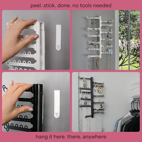 All Hung Up AllHungUp 12-Tier Wall Jewelry Organizer Wall Mounted Jewelry Organizer Necklace Holder Wall Mount Hanging Necklace Organizer Jewelry Hanger Wall Mounted Earring Holder Display Earring Organizer White - Image 3