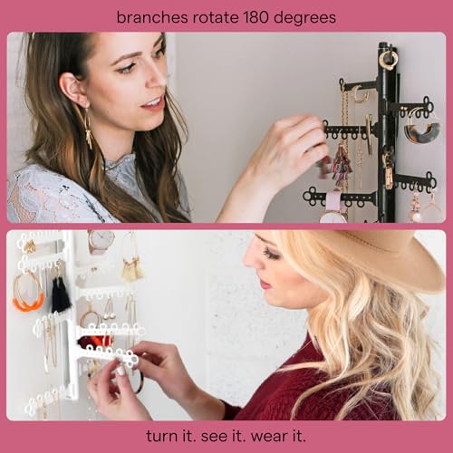 All Hung Up AllHungUp 12-Tier Wall Jewelry Organizer Wall Mounted Jewelry Organizer Necklace Holder Wall Mount Hanging Necklace Organizer Jewelry Hanger Wall Mounted Earring Holder Display Earring Organizer White - Image 4
