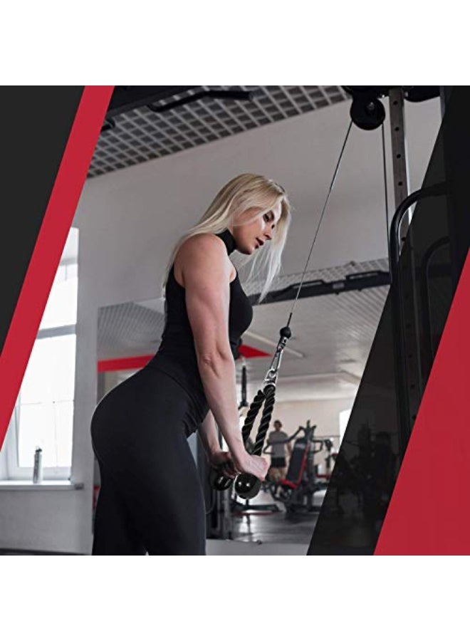 ياس 4 أول كابل كابل ديلوكس تريسيب ، 27 و 36 بوصة مع 4 ألوان ، مرفقات آلة التمرين نظام البكرة صالة الألعاب الرياضية سحب حبل مع كرابين - Image 4