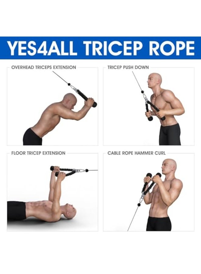 ياس 4 أول كابل كابل ديلوكس تريسيب ، 27 و 36 بوصة مع 4 ألوان ، مرفقات آلة التمرين نظام البكرة صالة الألعاب الرياضية سحب حبل مع كرابين - Image 5