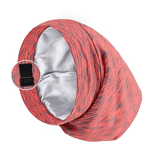 PARISBELLA Satin Lined Sleep Cap Bonnet for Curly Hair and Braids Stay On All Night Hair Wrap with Adjustable Strap for Women and Men Carol Pink Pack of 1 - Image 1