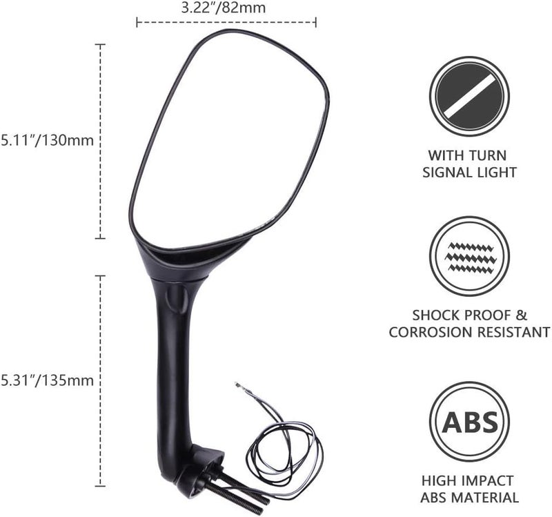DREAMIZER Motorcycle LED Rear View Side Mirror with Turn Signal Lights - Compatible with GSXR 600 750 1000 - Image 4