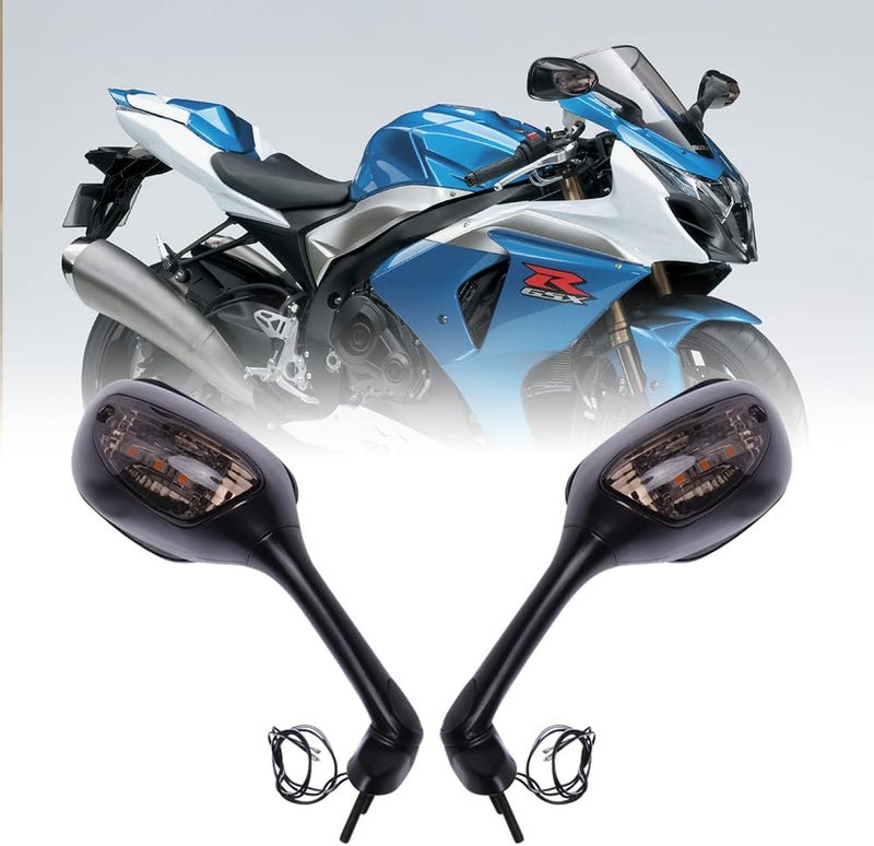 DREAMIZER Motorcycle LED Rear View Side Mirror with Turn Signal Lights - Compatible with GSXR 600 750 1000 - Image 1