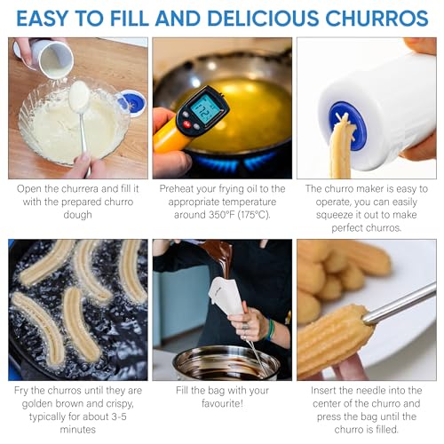 StarBlue Churrera Churro Maker and Filler Set with FREE Recipe Book - Easy Piping Nozzle Tool for Deep Fry Stuffed Churro - Image 3