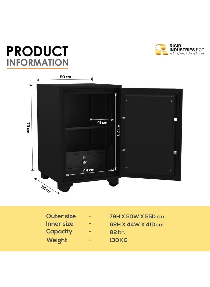 RIGID Fire Resistant Steel Safe with Dual Key Lock, 130Kg  - Image 3