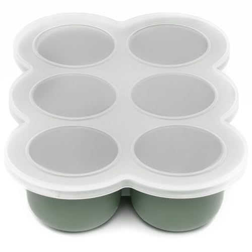 WeeSprout Silicone Baby Food Freezer Tray with Clipon Lid  Perfect Storage Container for Homemade Baby Food Vegetable  Fruit Purees and Breast Milk Matte Green Six 3 Ounce Sections