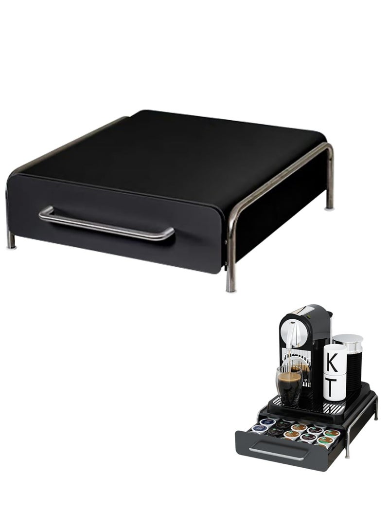 XiuWoo Metal Coffee Pod Holder Drawer Capsule Organizer, Pull Out Coffee Pods Storage, Slide Out Drawers Holder for Capsules, Under Brewer Storage Sliding Drawer, Home Kitchen Counter Organization Black  - Image 3
