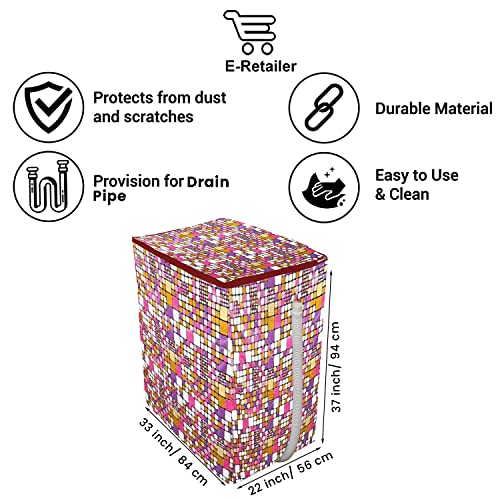 E-Retailer® Waterproof PVC Semi Automatic Washing Machine Cover With Zip Enclosure Suitable For 5kg to 8kg (Color-Geometric Pink, Size-33x22x37 Inches) - Image 3