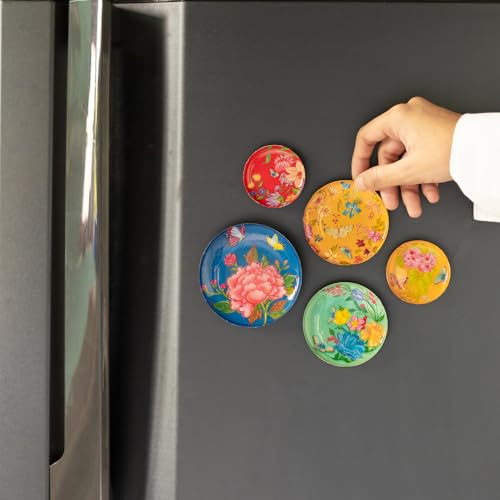 RITUALISTIC Pushpam Art Fridge Magnets | Metal & Non-breakable | Gift Items for Women and Men | Home Decor Gift Items | Fridge Magnets Refrigerator Stylish | Fridge Magnet Set of 5 - Image 5