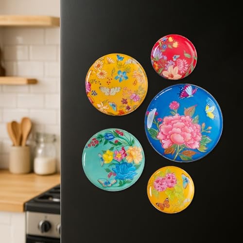 RITUALISTIC Pushpam Art Fridge Magnets | Metal & Non-breakable | Gift Items for Women and Men | Home Decor Gift Items | Fridge Magnets Refrigerator Stylish | Fridge Magnet Set of 5 - Image 3