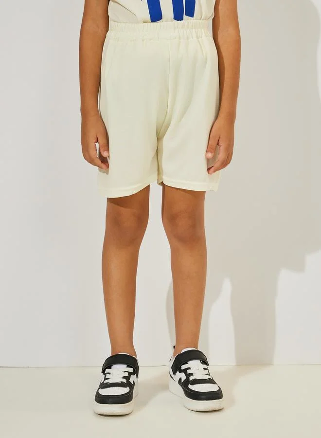 Styli Slogan Print Waffle Knit Vest & Shorts Set