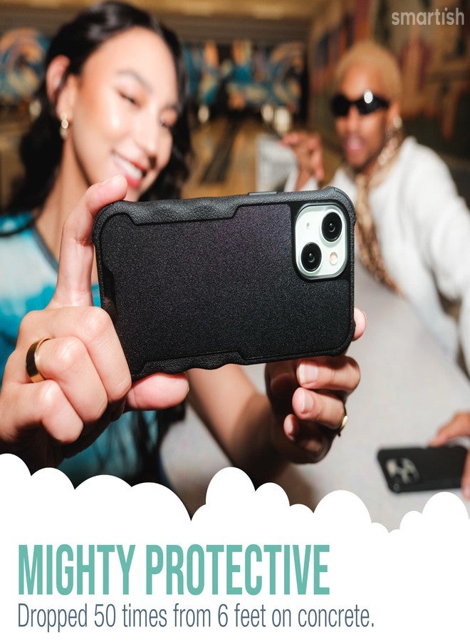 Smartish® iPhone 15 Plus Protective Magnetic Case - Gripzilla Compatible with MagSafe [Rugged + Tough] Heavy Duty Grip Armor Cover w/Drop Tested Protection for Apple iPhone 15 Plus - Black Tie Affair - Image 3