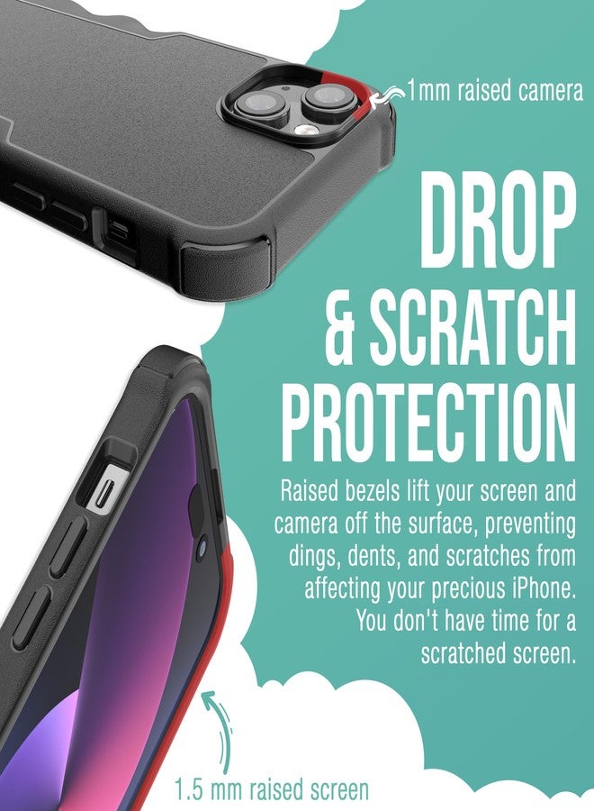 Smartish® iPhone 15 Plus Protective Magnetic Case - Gripzilla Compatible with MagSafe [Rugged + Tough] Heavy Duty Grip Armor Cover w/Drop Tested Protection for Apple iPhone 15 Plus - Black Tie Affair - Image 4