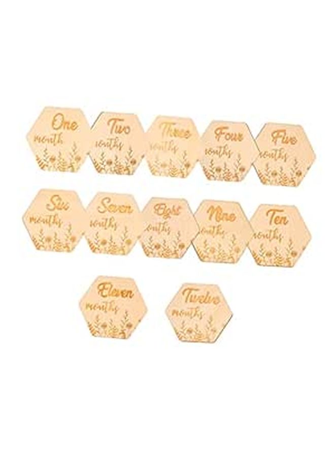Wooden Monthly Milestone Cards Set For Baby Growth Announcements Boy Girl - Image 1