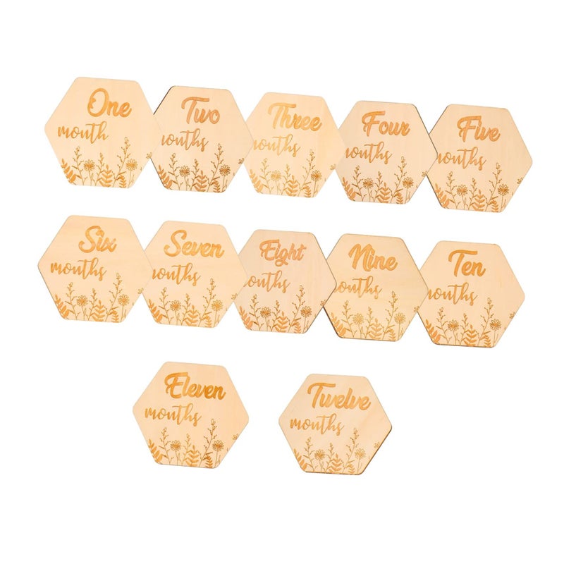 Wooden Monthly Milestone Cards Set For Baby Growth Announcements Boy Girl - Image 2
