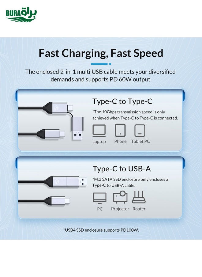 ORICO FV25C3-G2-SV 10Gbps USB3.2 Gen2 Type-C M.2 NVMe/NGFF(SATA) Dual Protocol SSD Enclosure(Silver)