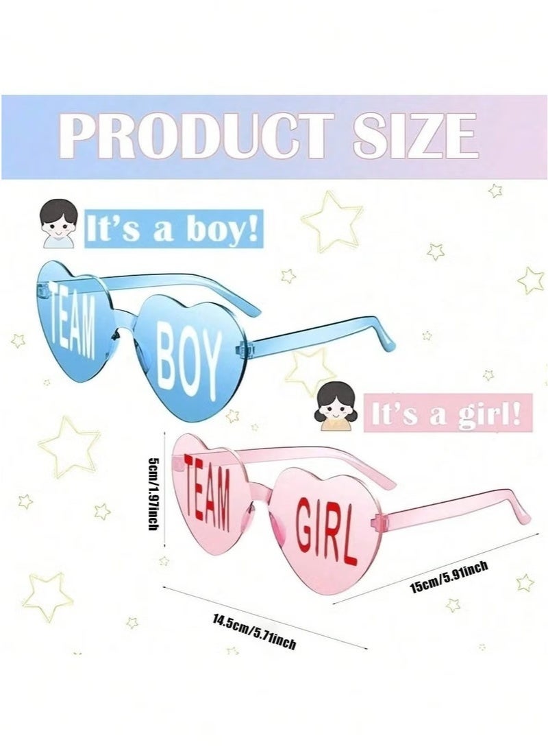 DURKU 8pcs Gender Reveal Party Decoration – Glasses Set a Fun Party Accessory Set Consisting of 4 Pink "Team Girl" Glasses and 4 Blue "Team Boy" Glasses - Image 2