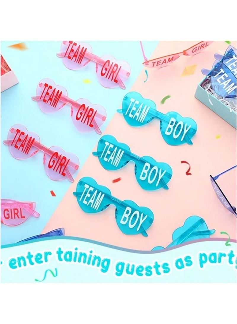 DURKU 8pcs Gender Reveal Party Decoration – Glasses Set a Fun Party Accessory Set Consisting of 4 Pink "Team Girl" Glasses and 4 Blue "Team Boy" Glasses - Image 3