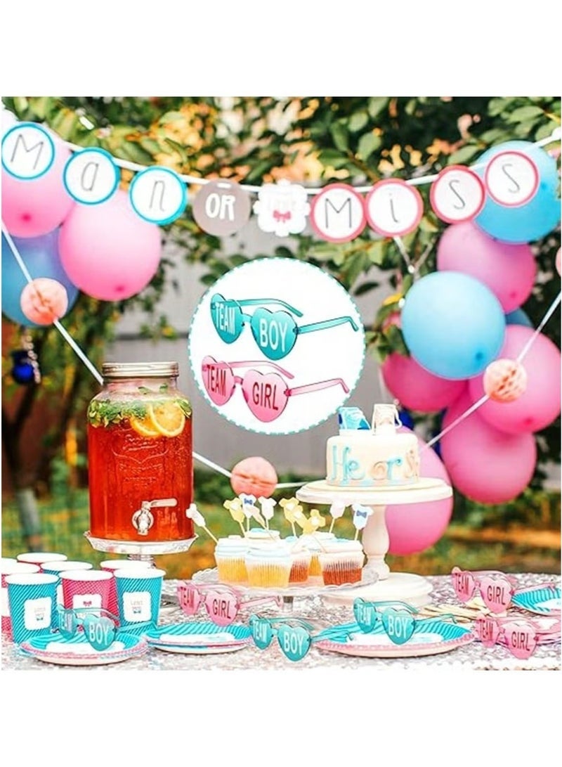 DURKU 8pcs Gender Reveal Party Decoration – Glasses Set a Fun Party Accessory Set Consisting of 4 Pink "Team Girl" Glasses and 4 Blue "Team Boy" Glasses - Image 4
