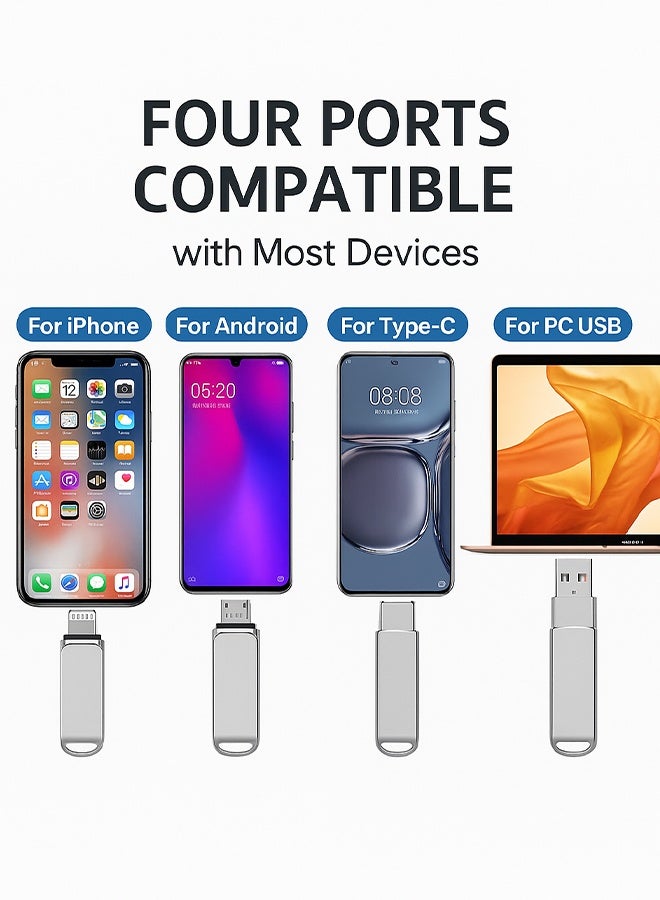 Digipace 512GB 4-in-1 USB Flash Drive with Lightning, Type-C & USB 3.0, OTG Storage for iPhone, Android, PC & Tablet - Image 2