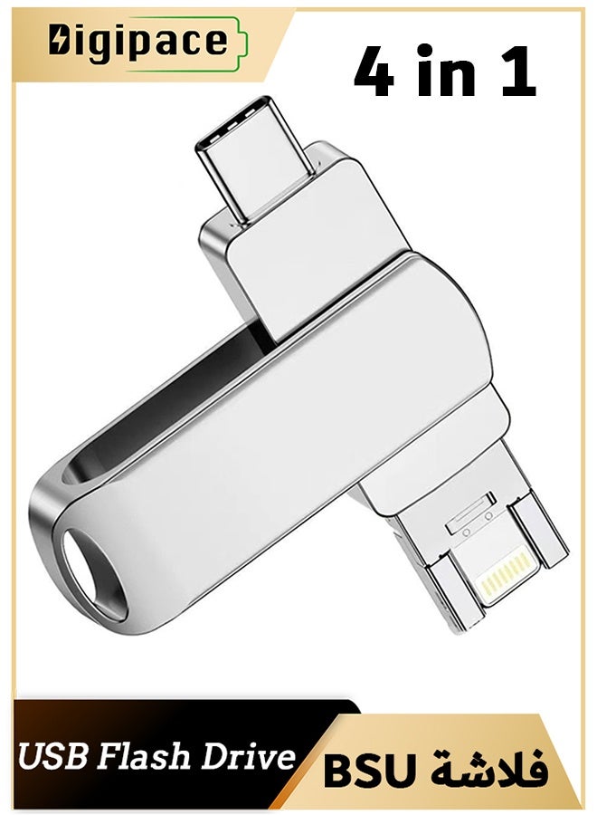 Digipace 512GB 4-in-1 USB Flash Drive with Lightning, Type-C & USB 3.0, OTG Storage for iPhone, Android, PC & Tablet - Image 1