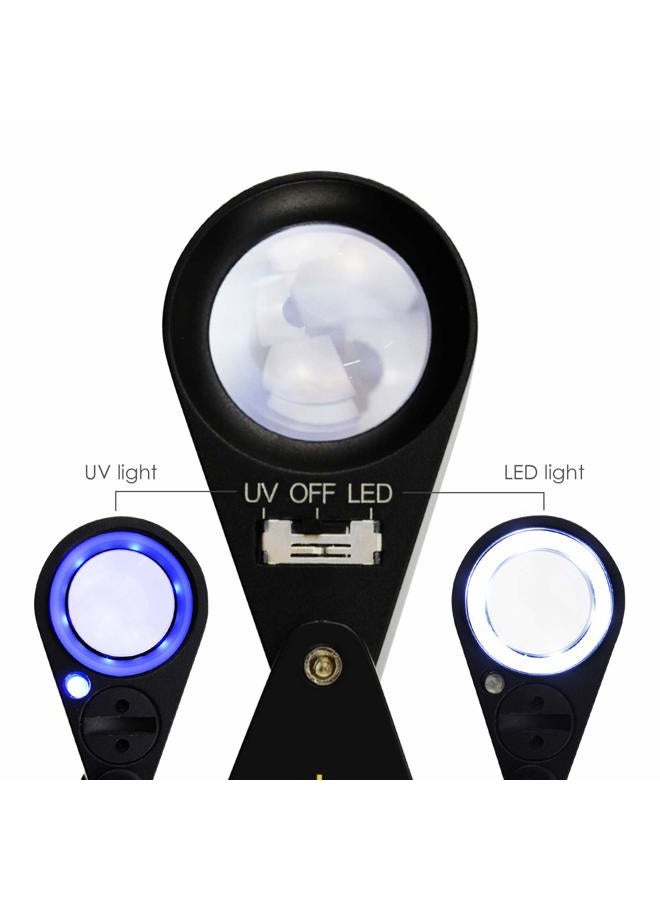 GAIN EXPRESS Illuminated Jewelers Loupe Magnifier, Foldable Jewelry Magnifier with 6 LED & UV Lights, Hastings Triplet Loupe 10X for Gems, Jewelry, Coins, Stamps, etc - Image 3