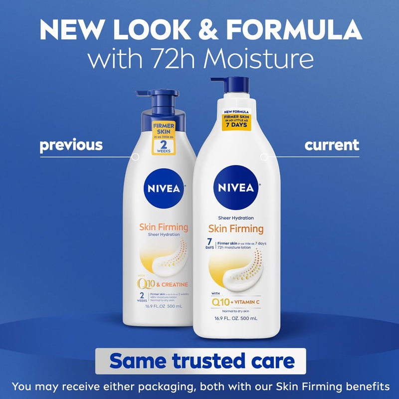 NIVEA Sheer Hydration Skin Firming Body Lotion with Q10 and Vitamin C, 72-Hour Body Moisturizer for Normal to Dry Skin, 16.9 Fl Oz Pump Bottle - Image 2