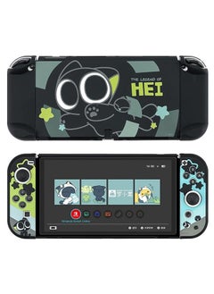 Nintendo Switch OLED Protective Case PC Material Protective Case for Switch Soft Slim Grip Cover Shell for Console and Scratch Crack Resistant Easy Install Supporting bracket - Luo Xiaohei(Black)