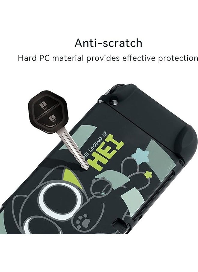 Generic - Nintendo Switch OLED Protective Case PC Material Protective Case for Switch Soft Slim Grip Cover Shell for Console and Scratch Crack Resistant Easy Install Supporting bracket - Luo Xiaohei(Black) - Image 1