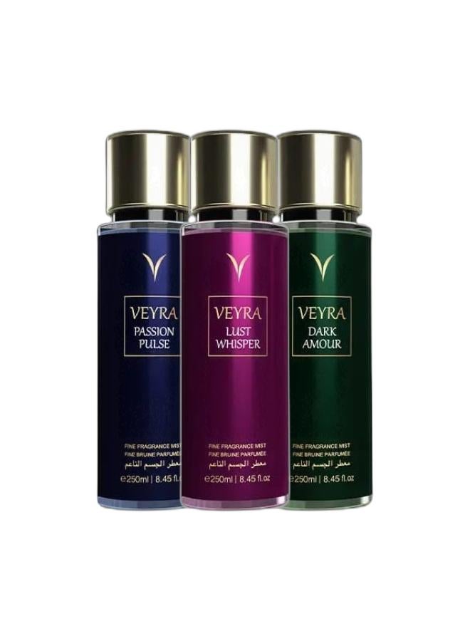 VEYRA رذاذ عطر فيرا لاست ويشبر 250 مل - رذاذ جسم طويل الأمد للنساء والرجال مع نغمات فاكهية وزهرية | بخاخ عطر يومي خفيف الوزن | خالي من البارابين | زجاجة أنيقة للسفر أو التزيين و رذاذ عطر فيرا دارك أمور، 250 مل، رذاذ جسم طويل الأمد و رذاذ عطر فيرا باسشن بالس 250 جرام، رذاذ جسم طويل الأمد - Image 1