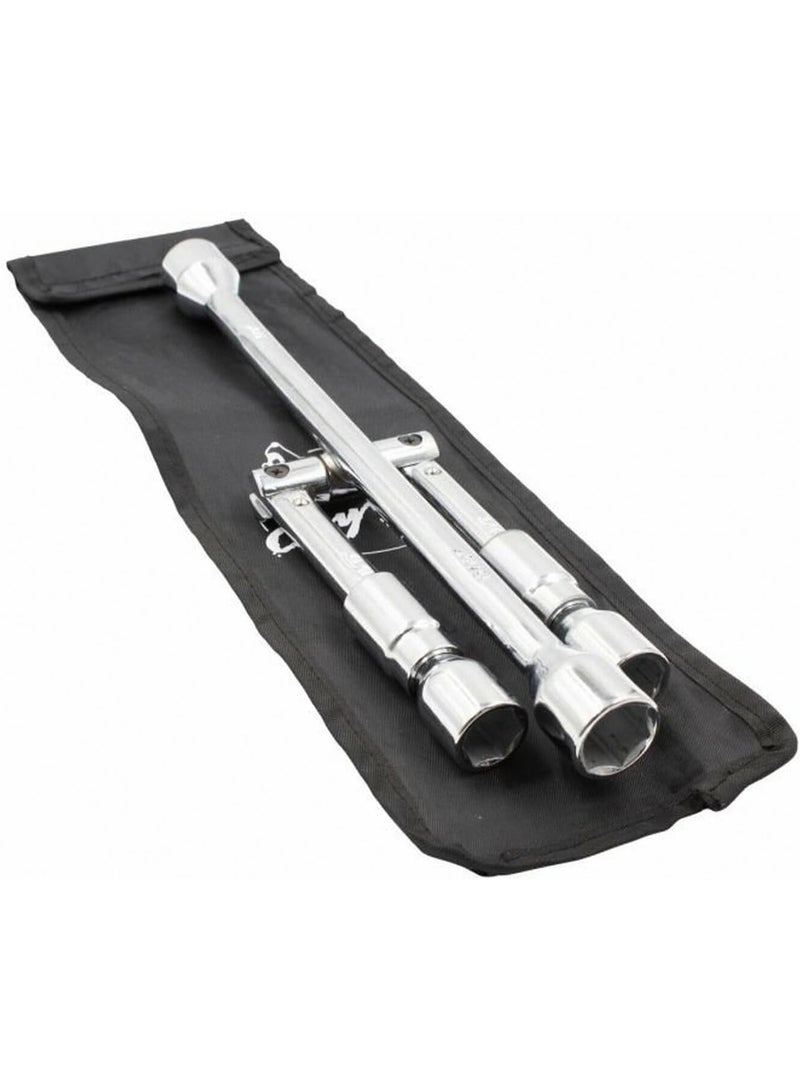 4-Way Folding Lug Wrench – Universal Heavy-Duty Tire Iron 14 Inch – Collapsible Cross Wrench for Cars, Trucks, SUVs & RVs – Multiple Socket Sizes - Image 1