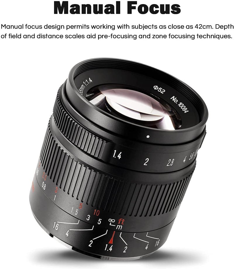 7artisans 55mm F1.4 II APS-C Aperture Portrait Prime Camera Lens for Nikon Z Mount Mirrorless Cameras Z6 Z7 Z250, Multicolor - Image 4