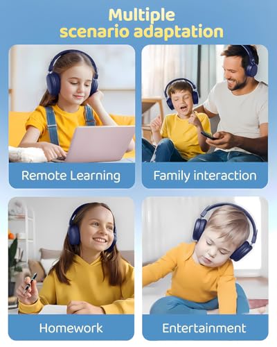 awatrue Kids Bluetooth Headphones, Over-Ear Wireless Headphones with Microphone, Safe-Volume 85dBA, Bluetooth 5.4, Foldable Lightweight and Comfortable, 50H Playtime, USB-C Charging, Blue - Image 4