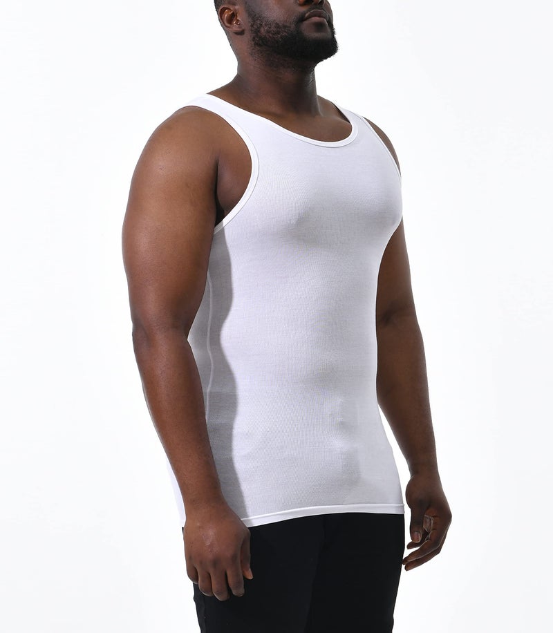 Comfneat Men's 4-Pack Cool Feeling A-Shirts Viscose Undershirts Sports Singlets (White 4-Pack, L) - Image 2