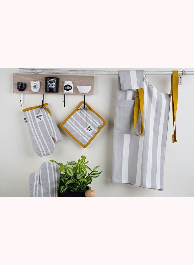 Pan Home حامل أواني بون أبيتيه S/2 رمادي وأصفر 20x20 سم - Image 2