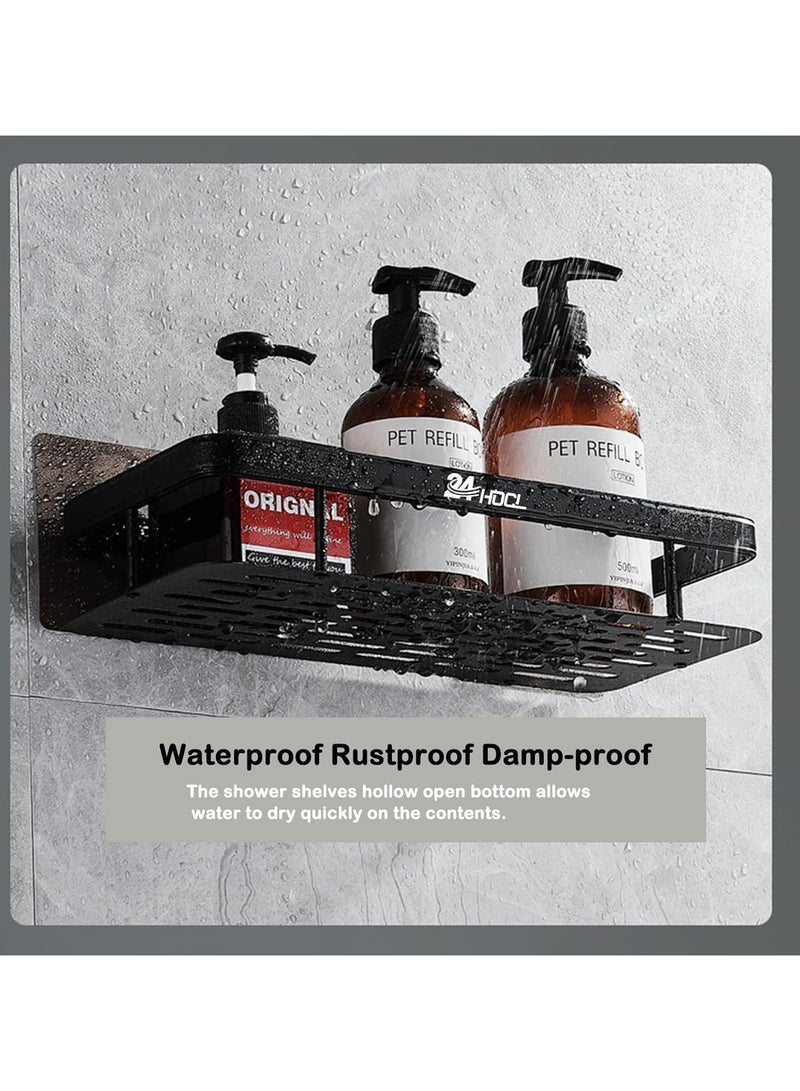 علبة دش لاصقة مكونة من قطعتين، رف منظم للحمام يثبت على الحائط، منظم دش من الفولاذ المقاوم للصدأ مقاوم للصدأ، خزانة حمام منزلية - Image 4