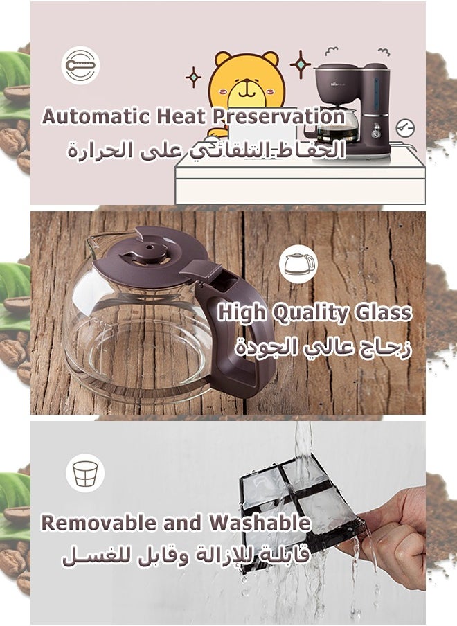 Bear - Drip Coffee Maker - Electric Coffee Machine - With Glass Coffee Pot, Reusable Filter - 600 mL - Image 1