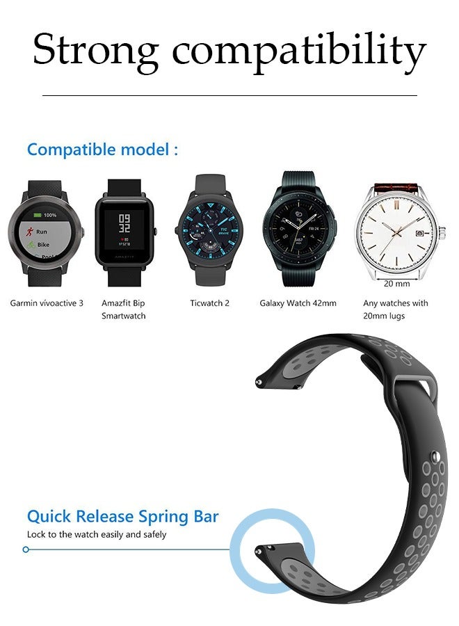 Loquat 22mm Watch Bands Quick Release Replacement Wristband, Soft Silicone Bands Breathable Sport Replacement Straps for Men Women - Image 4