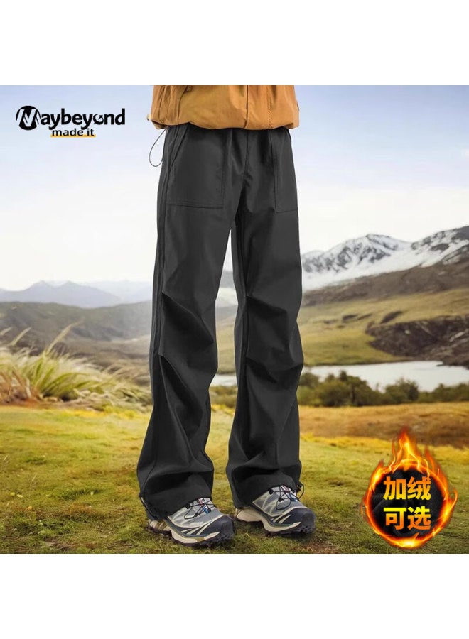 Maybeyond Men's Outdoor Windproof Fleece-lined Cargo Pants Autumn Winter Casual Straight-leg Ma99 Army Green Fleece-lined 2XL - Image 3