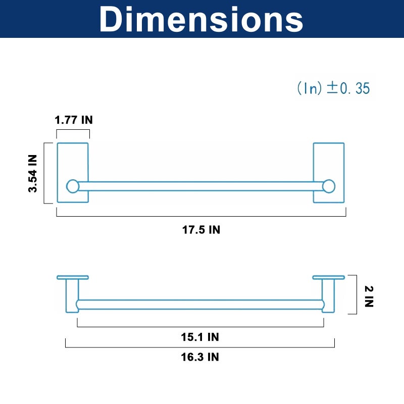 jaexest شريط منشفة الحمام ذاتي اللصق - حامل رف جداري للحمام من الفولاذ المقاوم للصدأ، عصا تعليق المناشف على شماعة لاصقة، نمط معاصر، بدون حفر (لمسة نهائية سوداء غير لامعة، رف منشفة مقاس 16 بوصة) - Image 2